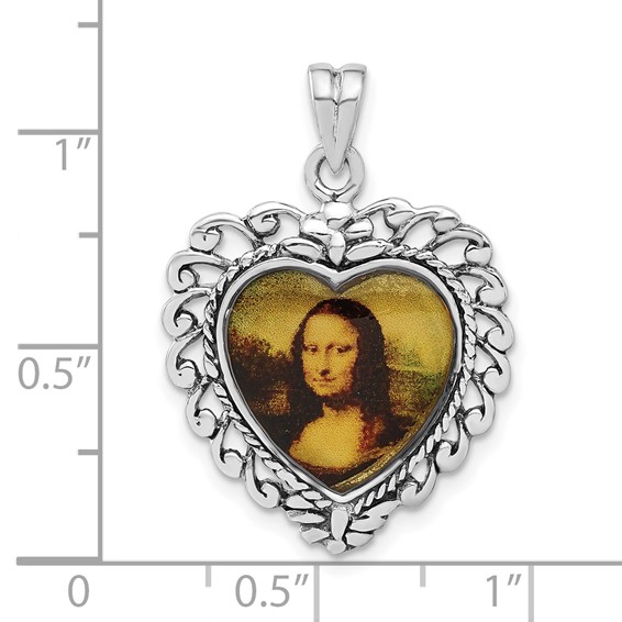 Sterling Silver Enameled Mona Lisa Pendant