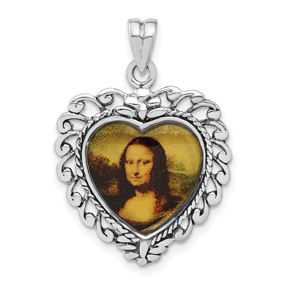 Sterling Silver Enameled Mona Lisa Pendant