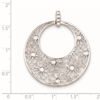 Sterling Silver Cut-out Flowers and CZ Circle Pendant view 2