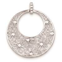 Sterling Silver Cut-out Flowers and CZ Circle Pendant view 1