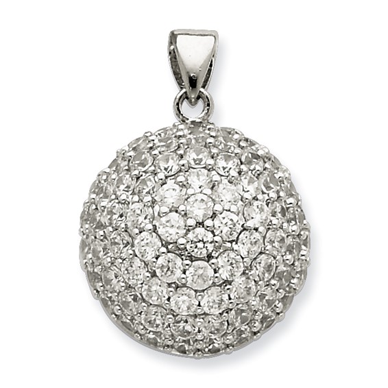 Sterling Silver CZ Open-back Ball Pendant