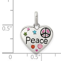 Sterling Silver Multi-color Enameled Heart Peace Charm view 3
