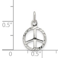 Sterling Silver Diamond-Cut Peace Sign Symbol Charm view 3