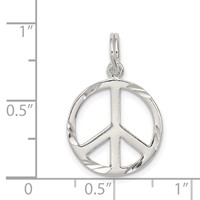 Sterling Silver Diamond-Cut Peace Symbol Charm view 3