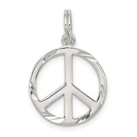 Sterling Silver Diamond-Cut Peace Symbol Charm view 1