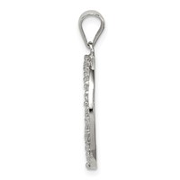 Sterling Silver Rhodium-plated CZ Peace Symbol Pendant view 2