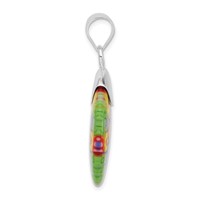 Sterling Silver Polished Multicolored Glass Fancy Round Pendant view 2