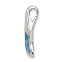 Sterling Silver Rhodium-plated Polished Created Blue Opal Whale Tail Chain Slide view 2