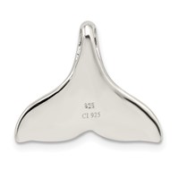 Sterling Silver Rhodium-plated Polished Created Blue Opal Whale Tail Chain Slide view 4