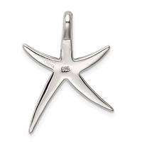 Sterling Silver Rhodium-plated Created Blue Opal Inlay Flat Starfish Slide view 4