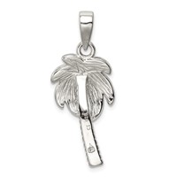 Sterling Silver Rhodium-plated Created Blue Opal Inlay Palm Tree Pendant view 4