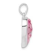 Sterling Silver Pink Stellux Crystal & Enameled Heart Pendant view 2