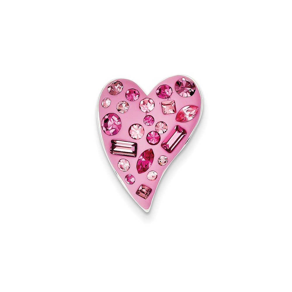 Sterling Silver Stellux Crystal Pink Heart Slide Pendant