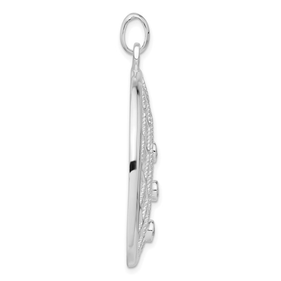 Sterling Silver White CZ Woven Circle Pendant
