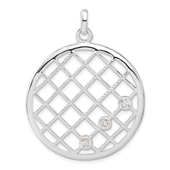 Sterling Silver White CZ Woven Circle Pendant