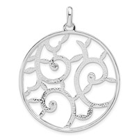 Sterling Silver White CZ Fancy Round Pendant view 4