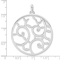 Sterling Silver White CZ Fancy Round Pendant view 3