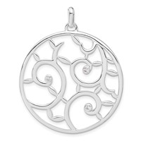 Sterling Silver White CZ Fancy Round Pendant view 1