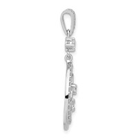 Sterling Silver Fancy Swirl Pendant with CZ Teardrop view 2