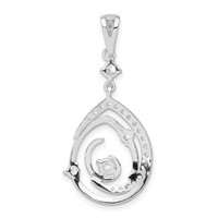 Sterling Silver Fancy Swirl Pendant with CZ Teardrop view 4