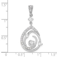 Sterling Silver Fancy Swirl Pendant with CZ Teardrop view 3