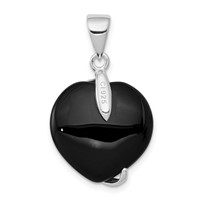 Sterling Silver Onyx Heart Pendant view 4