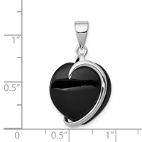 Sterling Silver Onyx Heart Pendant view 3