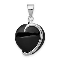 Sterling Silver Onyx Heart Pendant view 1