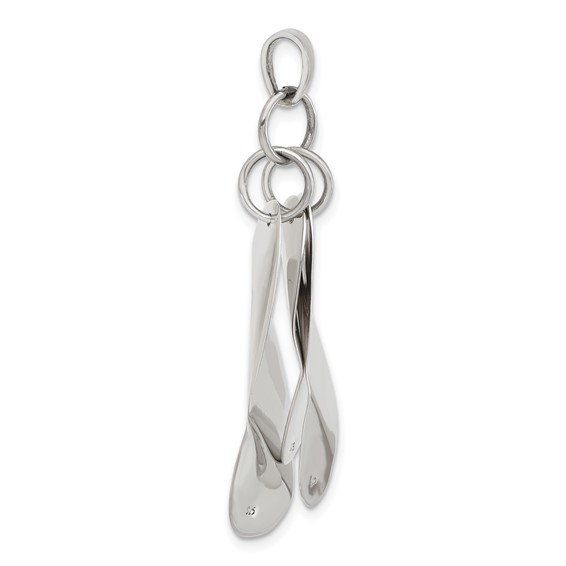 Sterling Silver Polished Contemporary Triple Bent Oval Shapes Pendant