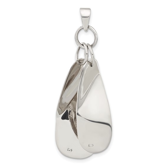 Sterling Silver Polished Contemporary Triple Bent Oval Shapes Pendant