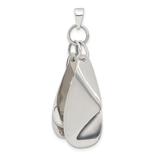 Sterling Silver Polished Contemporary Triple Bent Oval Shapes Pendant