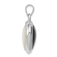 Sterling Silver Rhodium-plated Onyx and Mother of Pearl Reversible Heart Pendant view 2