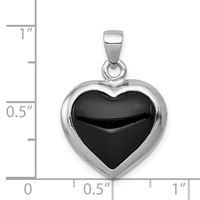 Sterling Silver Rhodium-plated Onyx and Mother of Pearl Reversible Heart Pendant view 4
