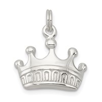 Sterling Silver Polished Crown Charm view 1