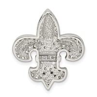 Sterling Silver CZ Fleur De Lis Pendant with Flash Gold-Plated Chain Slide view 3