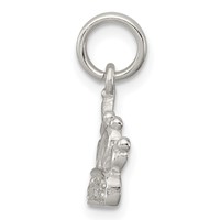 Sterling Silver Rhodium-plated CZ Polished Crown Charm view 2