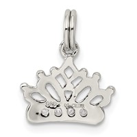 Sterling Silver Rhodium-plated CZ Polished Crown Charm view 4