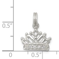 Sterling Silver Rhodium-plated CZ Polished Crown Charm view 3