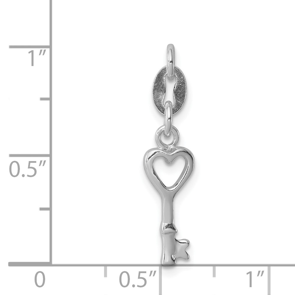 Sterling Silver Rhodium-plated Polished Lock & Key Charm (QP1989)