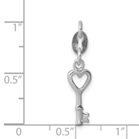 Sterling Silver Rhodium-plated Polished Key Charm view 3