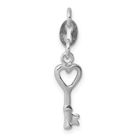 Sterling Silver Rhodium-plated Polished Key Charm view 1