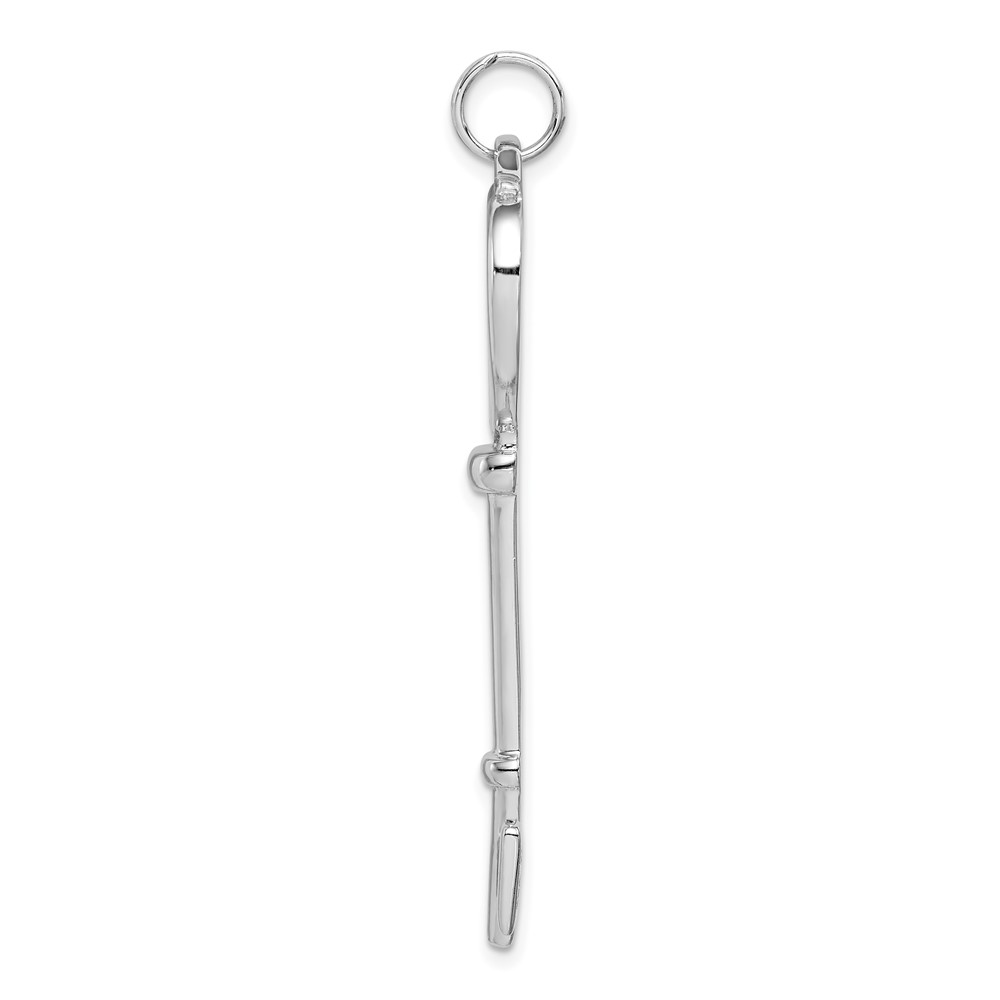 Sterling Silver Rhodium-plated Open Heart Top Large Key Pendant (QP2017)