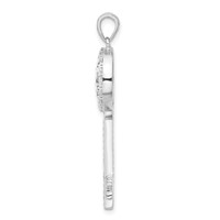 Sterling Silver Black and Clear CZ Peace Sign Key Pendant view 2