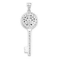 Sterling Silver Black and Clear CZ Peace Sign Key Pendant view 4