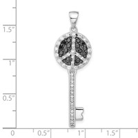 Sterling Silver Black and Clear CZ Peace Sign Key Pendant view 3