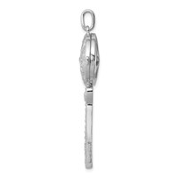 Sterling Silver Rhodium-plated CZ Filigree Locket Key Pendant view 2