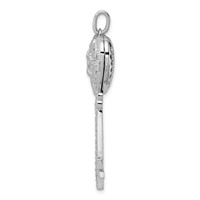 Sterling Silver Rhodium-plated CZ Heart Key Locket view 2