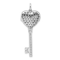 Sterling Silver Rhodium-plated CZ Heart Key Locket view 4