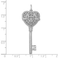 Sterling Silver Rhodium-plated CZ Heart Key Locket view 3