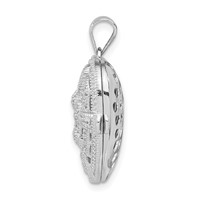Sterling Silver Rhodium-plated CZ Fancy Design Heart 22mm Locket Pendant view 2